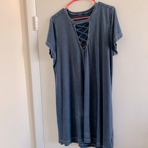 Blue straps t-shirt dress